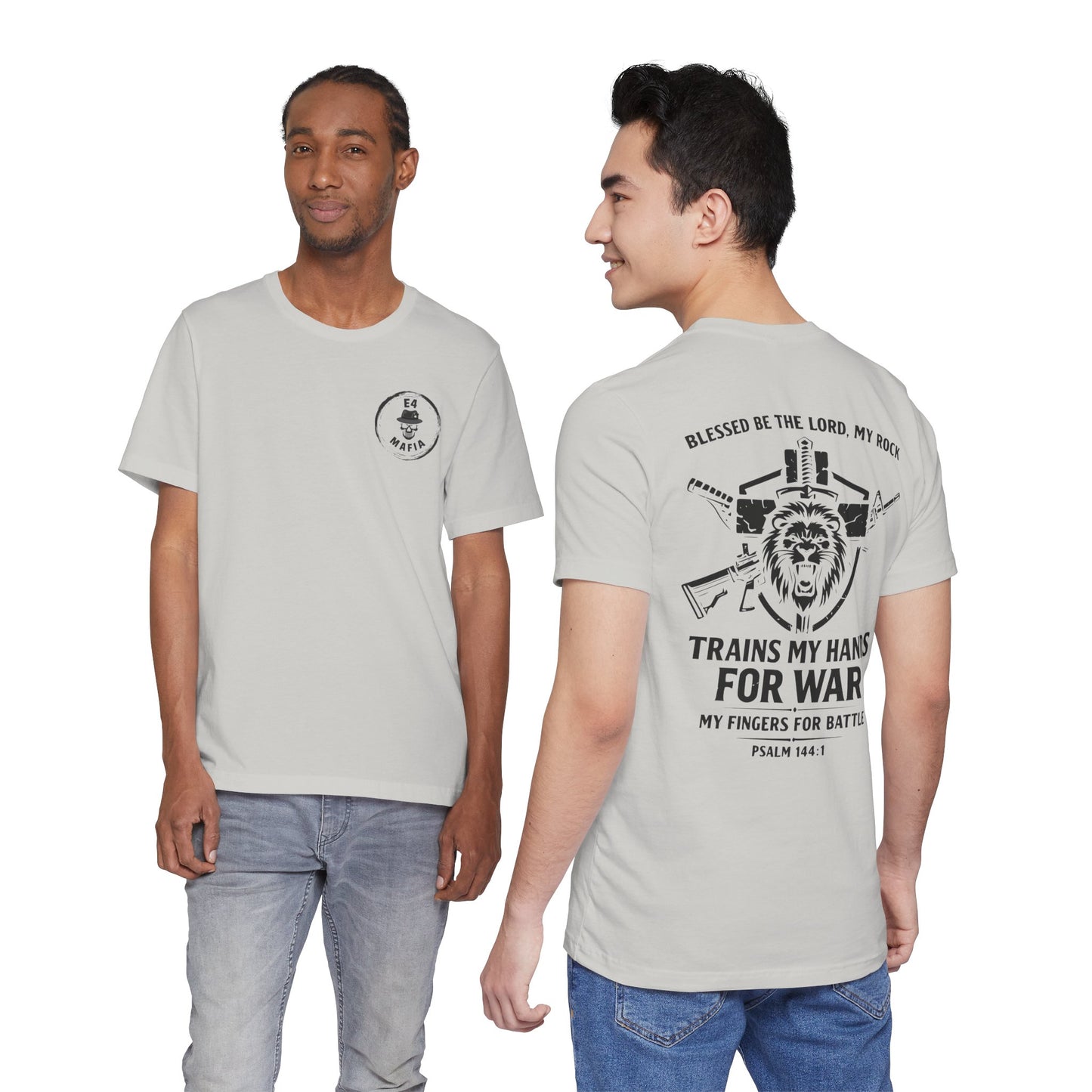 Psalm 144:1 "Trains My Hands for War" Tee